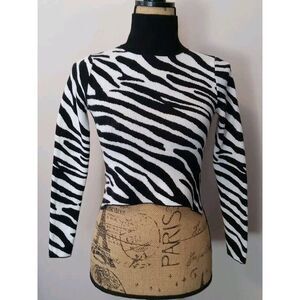 NastyGal Women‎ Zebra Print Knit Backless Tie Closure Top Size 2